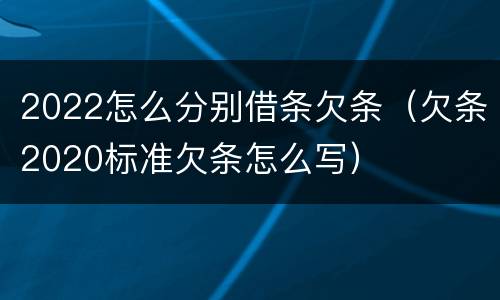 2022怎么分别借条欠条（欠条2020标准欠条怎么写）