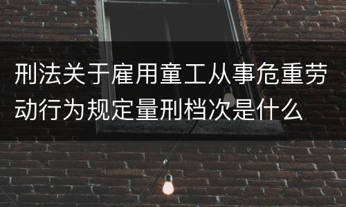 刑法关于雇用童工从事危重劳动行为规定量刑档次是什么
