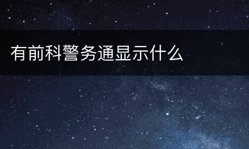 有前科警务通显示什么