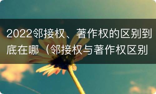 2022邻接权、著作权的区别到底在哪（邻接权与著作权区别）