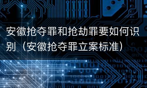 安徽抢夺罪和抢劫罪要如何识别（安徽抢夺罪立案标准）
