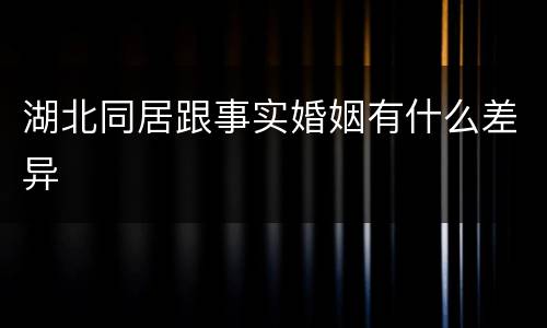 湖北同居跟事实婚姻有什么差异