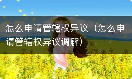 怎么申请管辖权异议（怎么申请管辖权异议调解）