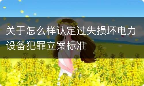 关于怎么样认定过失损坏电力设备犯罪立案标准