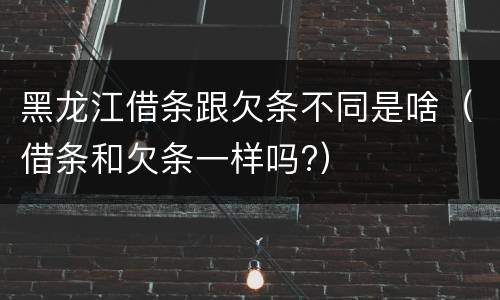 黑龙江借条跟欠条不同是啥（借条和欠条一样吗?）