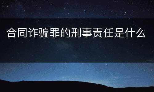 合同诈骗罪的刑事责任是什么