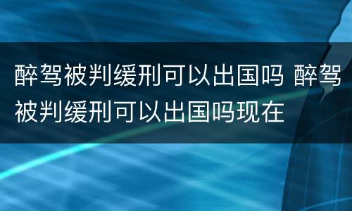 醉驾被判缓刑可以出国吗 醉驾被判缓刑可以出国吗现在