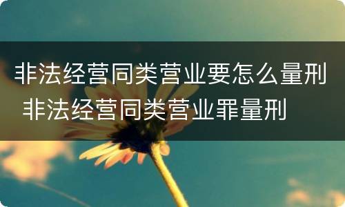 非法经营同类营业要怎么量刑 非法经营同类营业罪量刑
