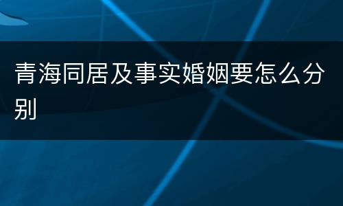 青海同居及事实婚姻要怎么分别