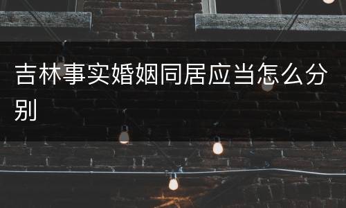 吉林事实婚姻同居应当怎么分别