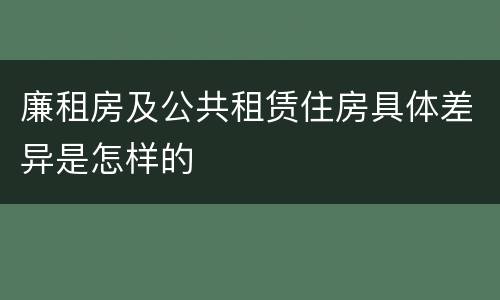 廉租房及公共租赁住房具体差异是怎样的