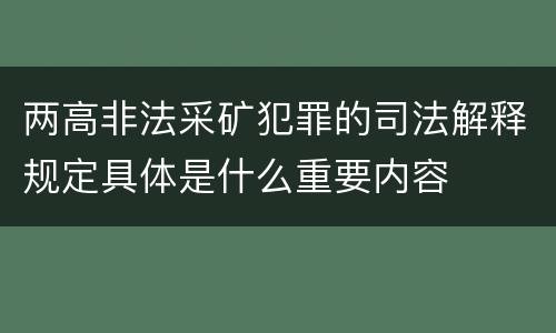 两高非法采矿犯罪的司法解释规定具体是什么重要内容