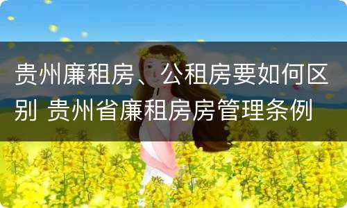 贵州廉租房、公租房要如何区别 贵州省廉租房房管理条例