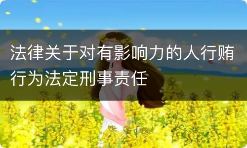 法律关于对有影响力的人行贿行为法定刑事责任