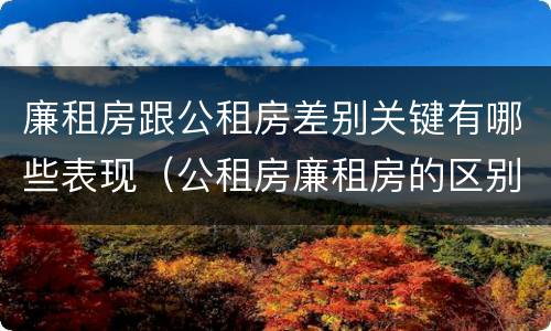 廉租房跟公租房差别关键有哪些表现（公租房廉租房的区别）