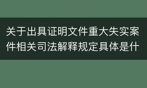 关于出具证明文件重大失实案件相关司法解释规定具体是什么重要内容