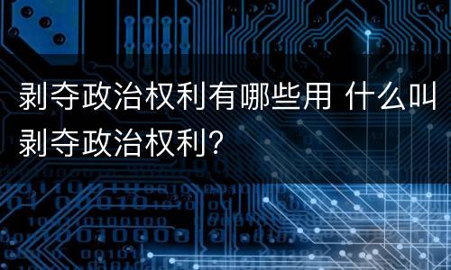 剥夺政治权利有哪些用 什么叫剥夺政治权利?