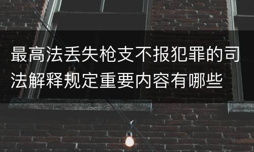 最高法丢失枪支不报犯罪的司法解释规定重要内容有哪些