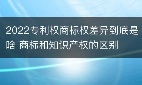 2022专利权商标权差异到底是啥 商标和知识产权的区别