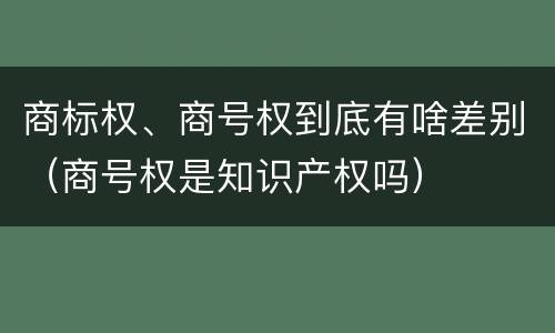 商标权、商号权到底有啥差别（商号权是知识产权吗）