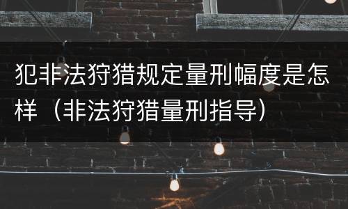 犯非法狩猎规定量刑幅度是怎样（非法狩猎量刑指导）