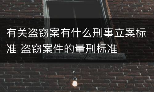 有关盗窃案有什么刑事立案标准 盗窃案件的量刑标准
