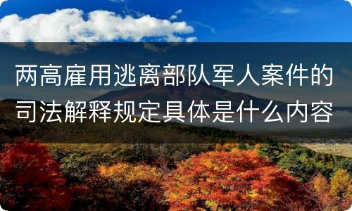 两高雇用逃离部队军人案件的司法解释规定具体是什么内容