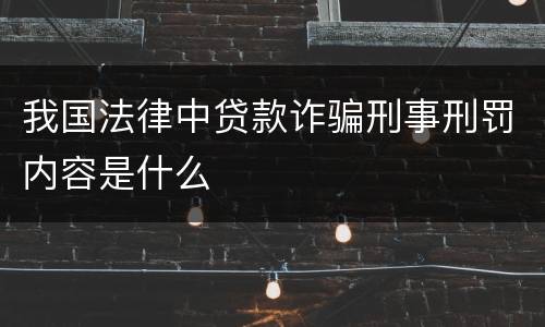我国法律中贷款诈骗刑事刑罚内容是什么