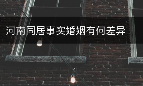 河南同居事实婚姻有何差异