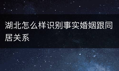 湖北怎么样识别事实婚姻跟同居关系