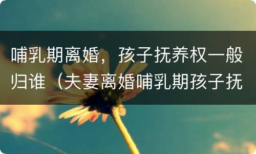 哺乳期离婚，孩子抚养权一般归谁（夫妻离婚哺乳期孩子抚养权怎么判定）