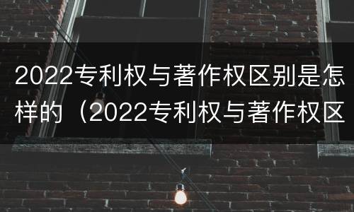 2022专利权与著作权区别是怎样的（2022专利权与著作权区别是怎样的呢）