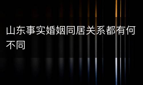 山东事实婚姻同居关系都有何不同