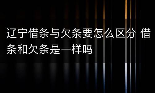辽宁借条与欠条要怎么区分 借条和欠条是一样吗