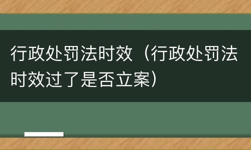 行政处罚法时效（行政处罚法时效过了是否立案）
