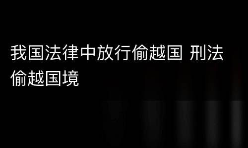 我国法律中放行偷越国 刑法 偷越国境
