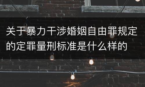 关于暴力干涉婚姻自由罪规定的定罪量刑标准是什么样的