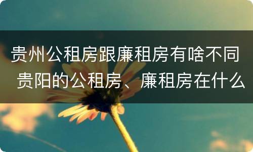 贵州公租房跟廉租房有啥不同 贵阳的公租房、廉租房在什么地方?