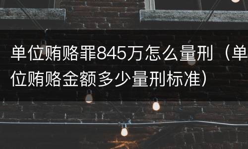 单位贿赂罪845万怎么量刑（单位贿赂金额多少量刑标准）