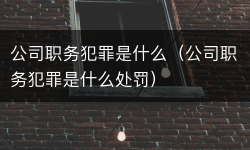 公司职务犯罪是什么（公司职务犯罪是什么处罚）