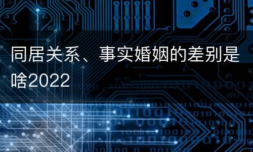 同居关系、事实婚姻的差别是啥2022
