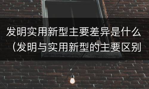 发明实用新型主要差异是什么（发明与实用新型的主要区别）