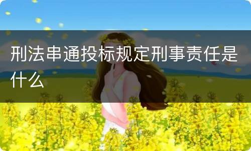 刑法串通投标规定刑事责任是什么