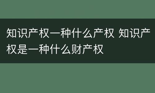 知识产权一种什么产权 知识产权是一种什么财产权