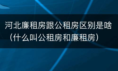 河北廉租房跟公租房区别是啥（什么叫公租房和廉租房）