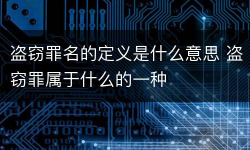 盗窃罪名的定义是什么意思 盗窃罪属于什么的一种