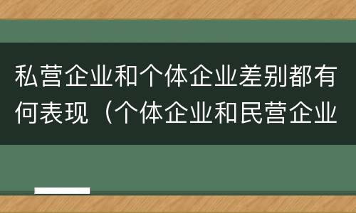 私营企业和个体企业差别都有何表现（个体企业和民营企业的区别）