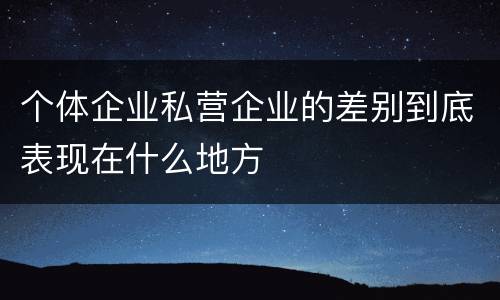 个体企业私营企业的差别到底表现在什么地方