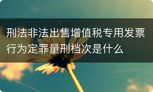 刑法非法出售增值税专用发票行为定罪量刑档次是什么
