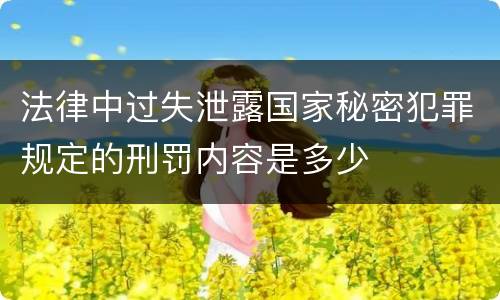 法律中过失泄露国家秘密犯罪规定的刑罚内容是多少